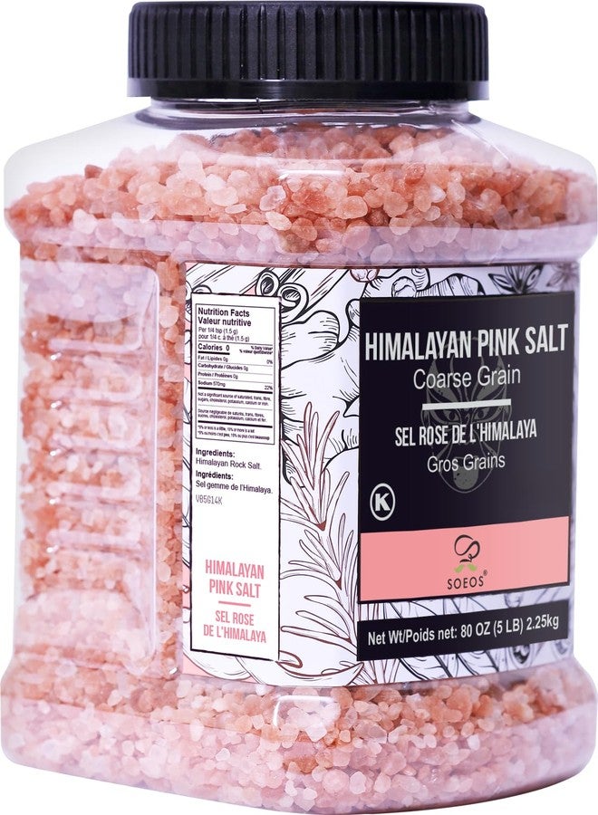 Soeos Himalayan Pink Salt, Coarse Grain, 80oz (5 Pound), Pink Salt, Kosher Salt, Pink Himalayan Sea Salt Coarse for Grinder Refill - Image 3