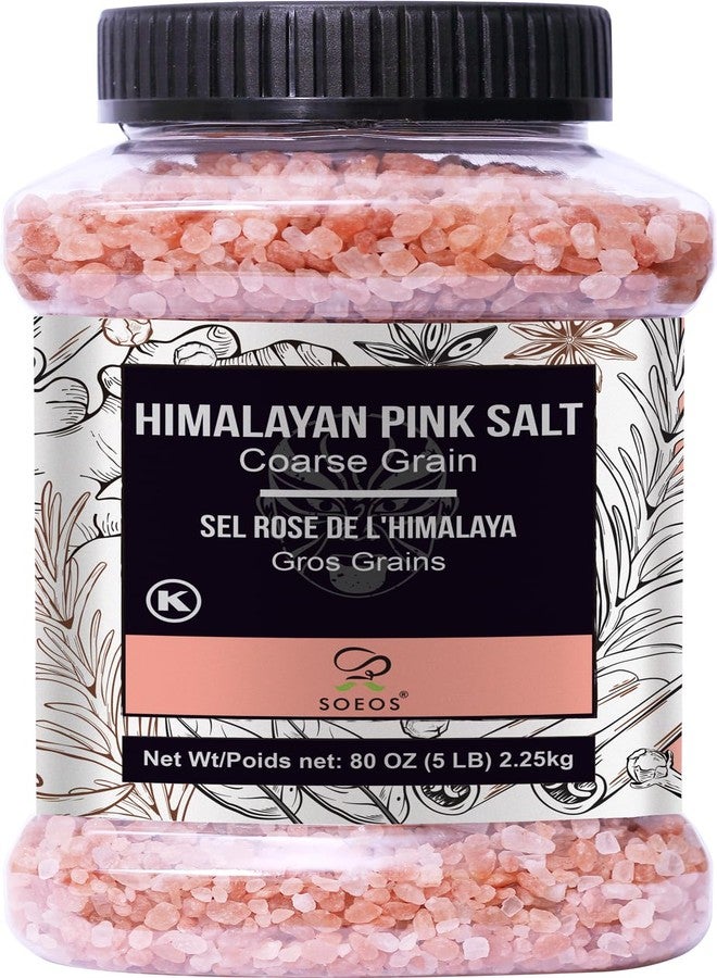 Soeos Himalayan Pink Salt, Coarse Grain, 80oz (5 Pound), Pink Salt, Kosher Salt, Pink Himalayan Sea Salt Coarse for Grinder Refill - Image 1