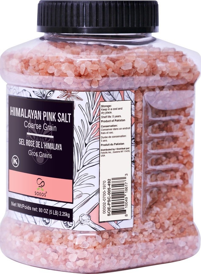 Soeos Himalayan Pink Salt, Coarse Grain, 80oz (5 Pound), Pink Salt, Kosher Salt, Pink Himalayan Sea Salt Coarse for Grinder Refill - Image 2