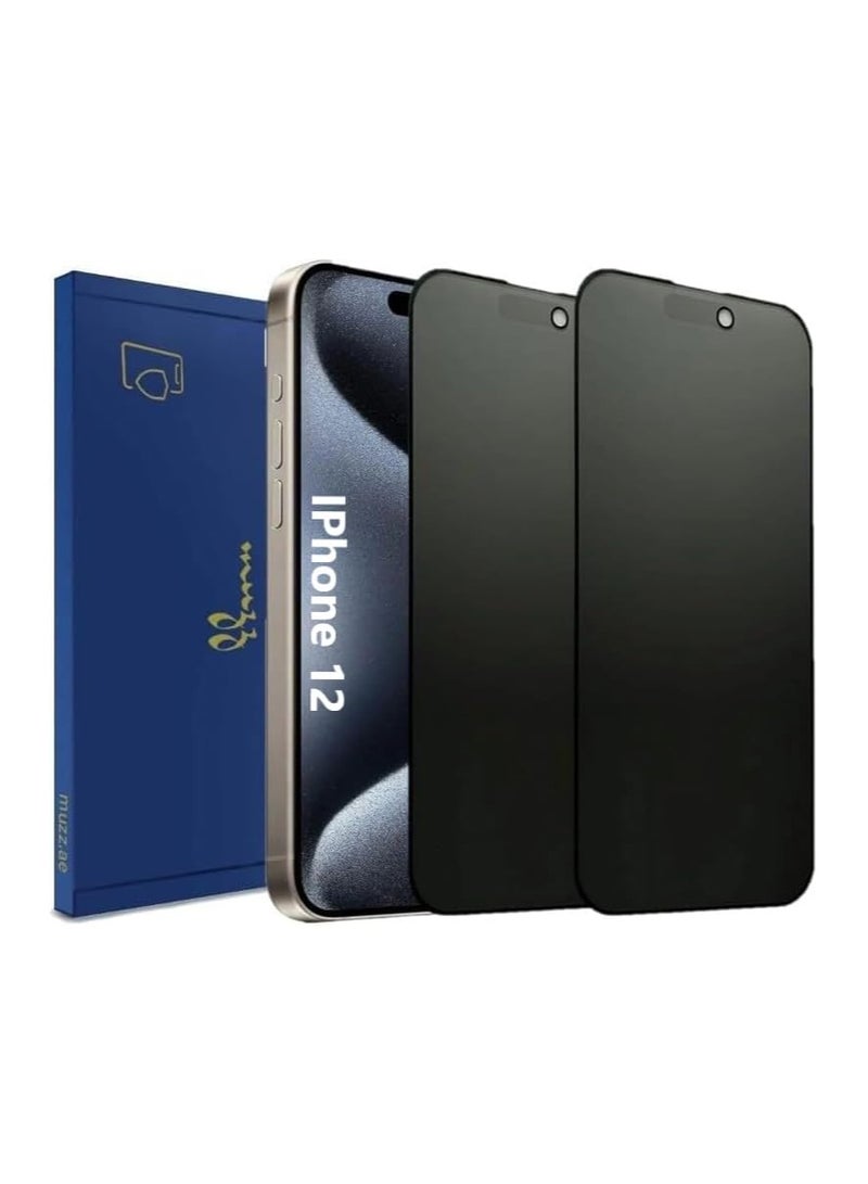IPhone 12 Matte Privacy Ceramic Screen Protector Film 2pcs Matte Anti-Spy Full Adhesive Flexible[Not Glass] Anti-Spy Full Adhesive Flexible Film (iPhone 12)