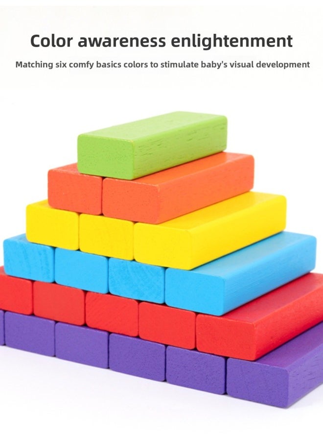 Children's Puzzle Stacking Layered High Cracking Balanced Cracking Building Blocks Stacking Wood Headline Table Game Benefit Intelligence Toys-Color:Cultivate Observation And Balance