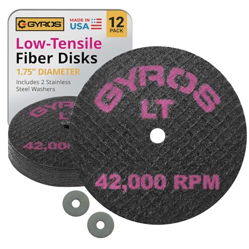 GYROS Cut-Off Wheels for Rotary Tools – 1.75” Low-Tensile Fiberglass Reinforced, 12-Pack | Cuts Wood, Plastic, Stone, Ceramic, Aluminum, Copper, Brass | Made in USA 11-21702/12 - Image 1