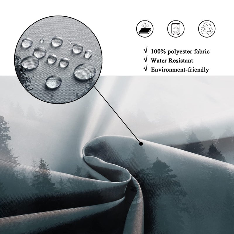 Riyidecor Stall Forest Dark Men Small Half Shower Curtain 36Wx72H Inch Nature Gothic Tree Winter Mountain Foggy Woodland Narrow Decor Bathroom Windows Fabric Polyester Waterproof 7 PCS Plastic Hooks - Image 4