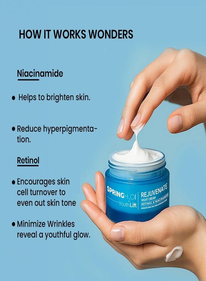 Spring H2O Rejuvenate Night Cream | Deep Nourishing & Repairing Moisturizer for Overnight Skin Renewal | Restores Radiance & Hydration | For All Skin Types - 50ml - Image 2