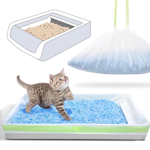 PETOCAT Cat Litter Liners for Pet Scoop Free Crystal Litter Tray, Open/Hooded Litter Pan and Pull-out Litter Box Sliding Drawer, Tear-resistant Disposable Replacement Kitty Poop Bags (15 Count, 37 W x 13 H) - Image 1