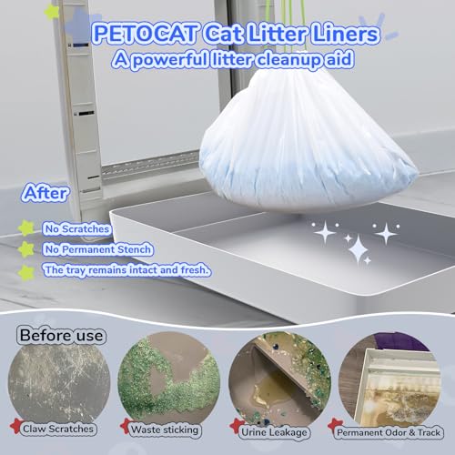 PETOCAT Cat Litter Liners for Pet Scoop Free Crystal Litter Tray, Open/Hooded Litter Pan and Pull-out Litter Box Sliding Drawer, Tear-resistant Disposable Replacement Kitty Poop Bags (15 Count, 37 W x 13 H) - Image 3