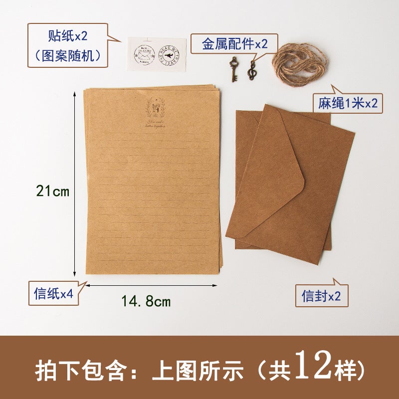 Creative Aesthetic Retro Envelope Letter Paper Set Aesthetic Envelope Letter Paper European-Style Retro Fire Paint Envelope Letter Paper - Image 1