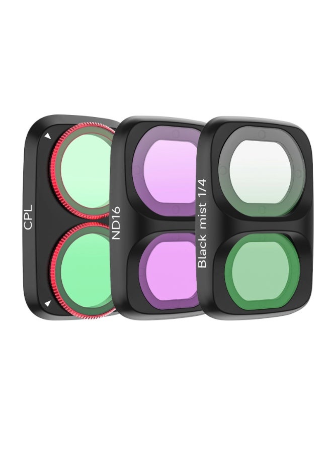سني لايف فلتر كاميرا لـ Osmo Pocket 4 Pro، مجموعة فلاتر عدسة ND8-64/PL قابلة للتعديل وCPL وMCUV وBlack Mist مع زجاج SCHOTT وطلاء متعدد الطبقات وملحقات تركيب سريع(CPL+ND16+1/4 Black Mist) - Image 1