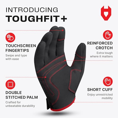 NoCry Utility Gloves for Men with Reinforced Fingers and Thumb Crotch Double Stitched Palm and Touchscreen Tips Breathable and Highly Flexible Ideal for Mechanics Construction and Yard Work - Image 3