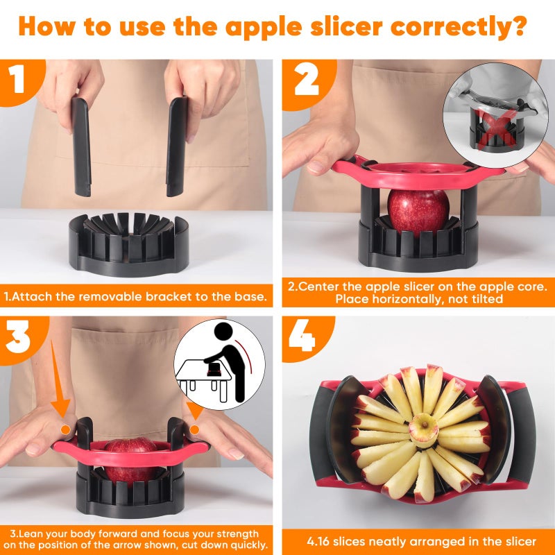 Newness [Upgraded] Newness 5.12 - Inch Large Apple Slicer, Cut 16 Thin Slices All the Way Through, HEAVY - DUTY Stainless Steel Apple Corer & Slicer for Fruits & Vegetables - Dishwasher Safe - Image 3