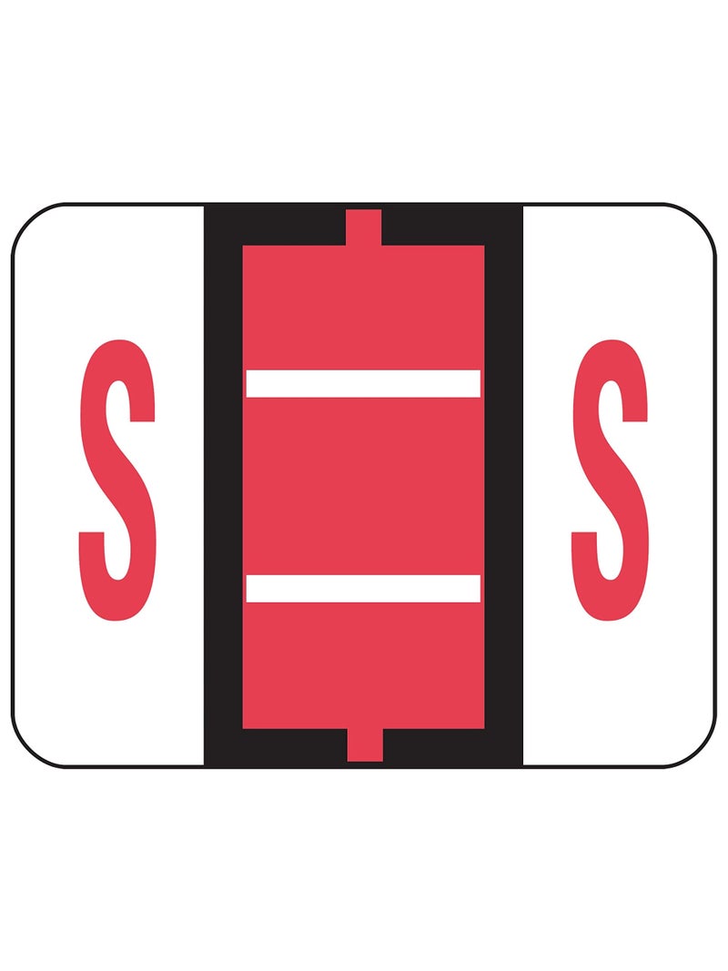Smead BCCR Bar-Style Color-Coded Alphabetic Label, S, Label Roll, Light Red, 500 Labels per Roll, (67089) - Image 1