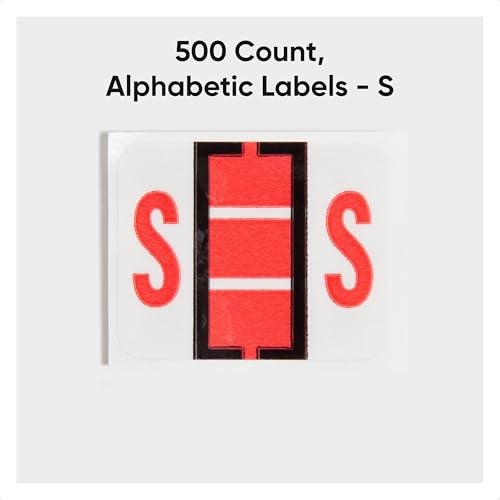Smead BCCR Bar-Style Color-Coded Alphabetic Label, S, Label Roll, Light Red, 500 Labels per Roll, (67089) - Image 2