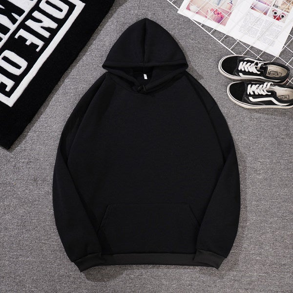 Plain casual hoodie student plus fleece hoodie Hoodies for c Black 