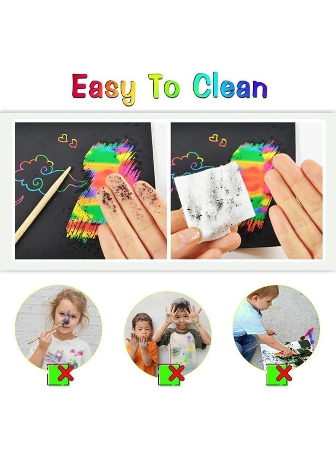 Premify 2 × دفاتر فن ورق الخدش | مجموعة من 2 كتاب + 8 قلم رسم + 8 قوالب رسم | مجموعة فن الخدش قوس قزح لنشاط الأطفال لوحة تلوين أدوات الحرف السحرية السوداء هدية عيد الميلاد - Image 3