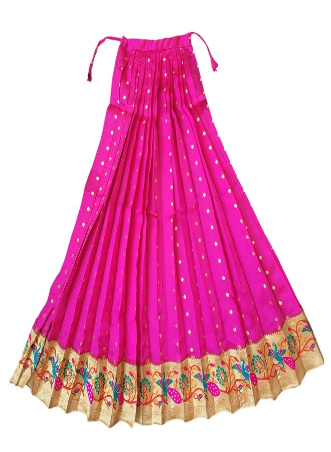 PUNYATVA Gudhi Vastra for Gudhi Padwa Festival (Paithani, Pink) | Traditional Maharashtrian Gudi Cover Saree Cloth for GudiPadva | Readymade Ugadi & GudhiPadawa Decoration Pooja Décor - Image 1