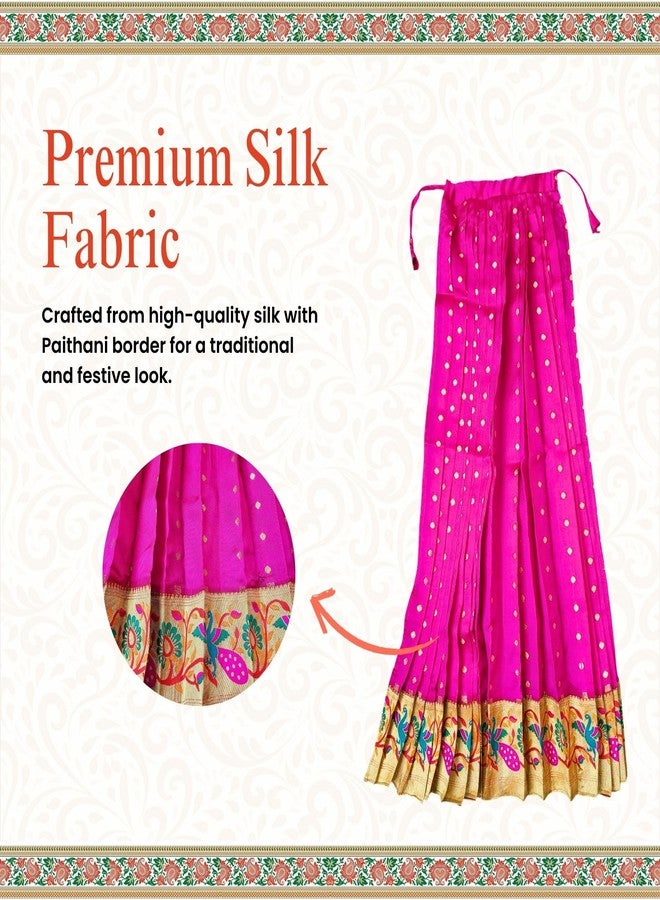 PUNYATVA Gudhi Vastra for Gudhi Padwa Festival (Paithani, Pink) | Traditional Maharashtrian Gudi Cover Saree Cloth for GudiPadva | Readymade Ugadi & GudhiPadawa Decoration Pooja Décor - Image 4