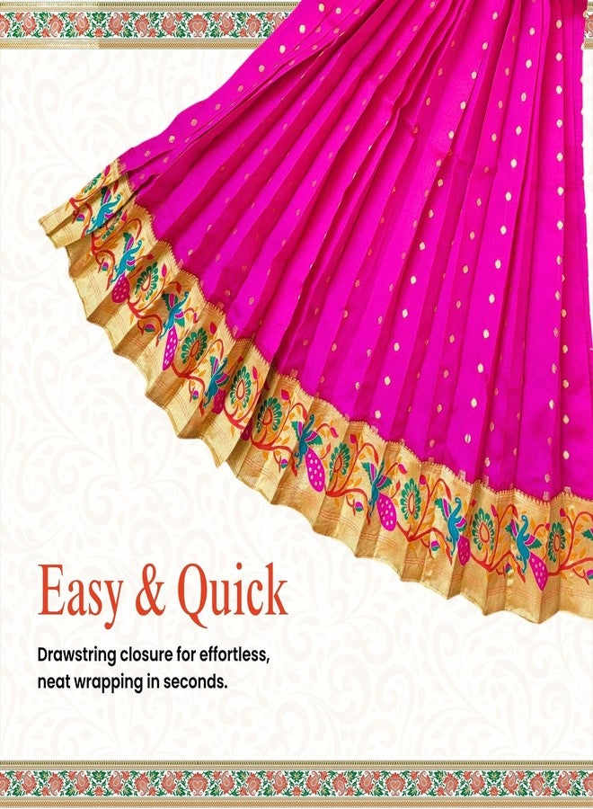 PUNYATVA Gudhi Vastra for Gudhi Padwa Festival (Paithani, Pink) | Traditional Maharashtrian Gudi Cover Saree Cloth for GudiPadva | Readymade Ugadi & GudhiPadawa Decoration Pooja Décor - Image 3