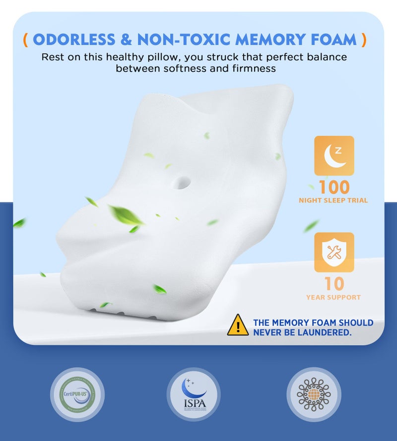 Osteo Cervical Pillow for Neck Pain Relief, Hollow Design Odorless Memory Foam Pillows with Cooling Case, Adjustable Orthopedic Bed Pillow for Sleeping, Support for Side Back Sleepers - Image 5