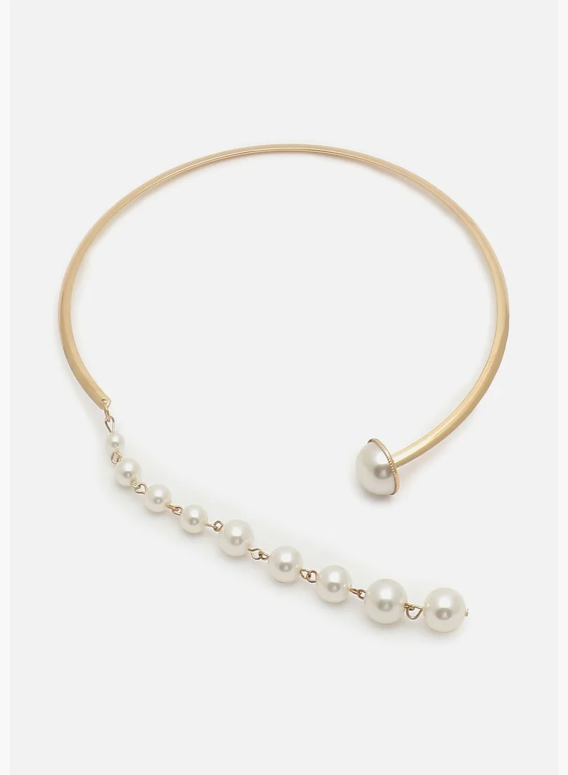SOHI Gold Plated Pearls Necklace and Earring Set