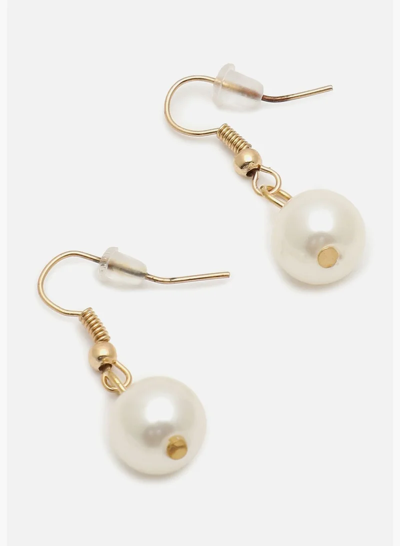 SOHI Gold Plated Pearls Necklace and Earring Set