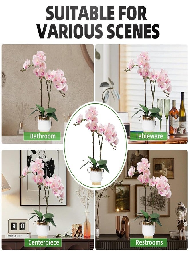 CXGS Orchids Artificial Flowers Real Touch Fake Flowers in Ceramic Pot 20" Pink Faux Orchid Plant Lifelike Silk Phalaenopsis for Centerpiece Hotel Home Indoor Decor - Image 5