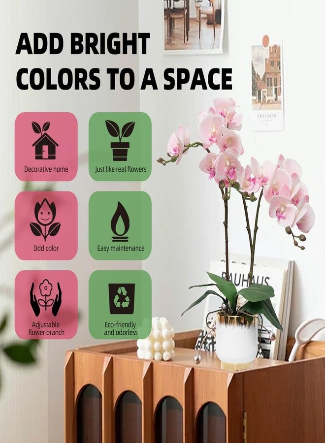 CXGS Orchids Artificial Flowers Real Touch Fake Flowers in Ceramic Pot 20" Pink Faux Orchid Plant Lifelike Silk Phalaenopsis for Centerpiece Hotel Home Indoor Decor - Image 4