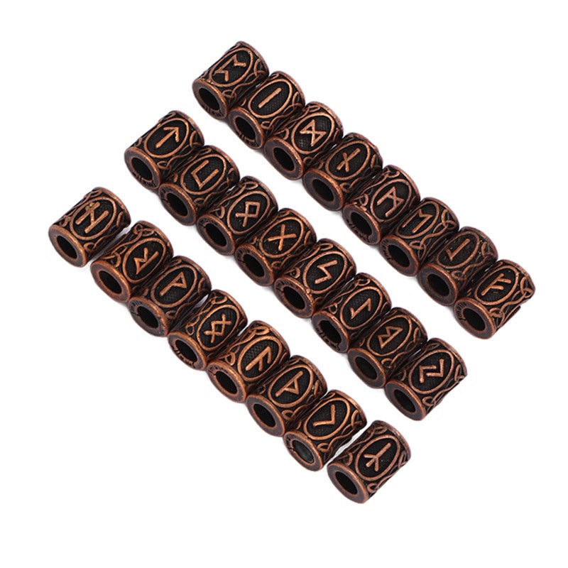 Antique Copper Hair Beads: 24 Pcs 6mm Large Hole Alloy - Vintage Minimalist Design Hair Beads for Hair, Beard And DIY Jewelry Making - Image 3