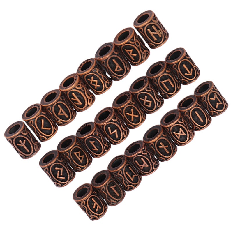 Antique Copper Hair Beads: 24 Pcs 6mm Large Hole Alloy - Vintage Minimalist Design Hair Beads for Hair, Beard And DIY Jewelry Making - Image 4