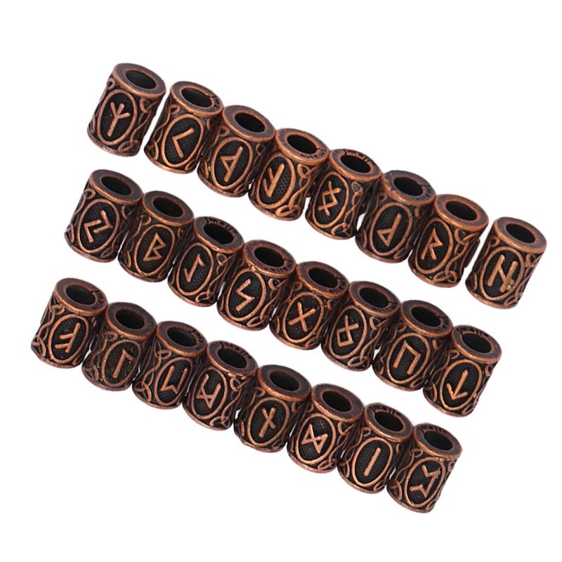 Antique Copper Hair Beads: 24 Pcs 6mm Large Hole Alloy - Vintage Minimalist Design Hair Beads for Hair, Beard And DIY Jewelry Making - Image 2