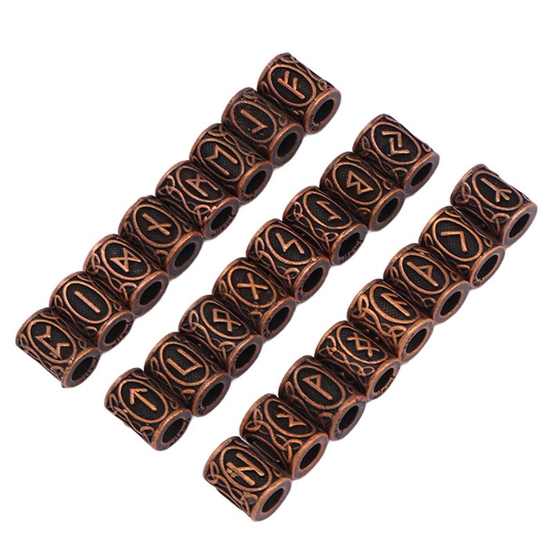 Antique Copper Hair Beads: 24 Pcs 6mm Large Hole Alloy - Vintage Minimalist Design Hair Beads for Hair, Beard And DIY Jewelry Making - Image 1