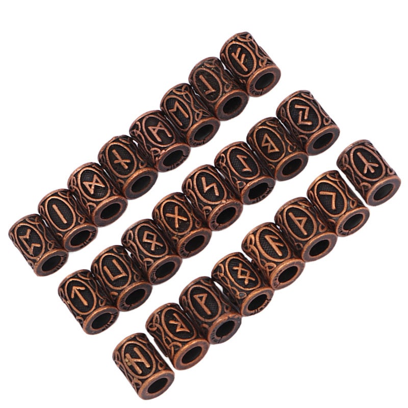 Antique Copper Hair Beads: 24 Pcs 6mm Large Hole Alloy - Vintage Minimalist Design Hair Beads for Hair, Beard And DIY Jewelry Making - Image 5