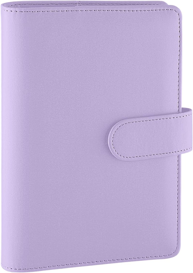 Antner A6 PU Leather Notebook Binder - Refillable 6 Ring for A6 Filler Paper, Loose Leaf Personal Planner Cover With Magnetic Buckle Closure, Purple - Image 1