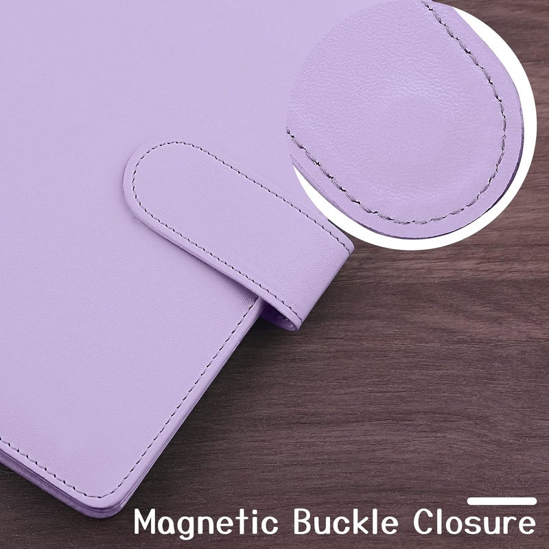 Antner A6 PU Leather Notebook Binder - Refillable 6 Ring for A6 Filler Paper, Loose Leaf Personal Planner Cover With Magnetic Buckle Closure, Purple - Image 3