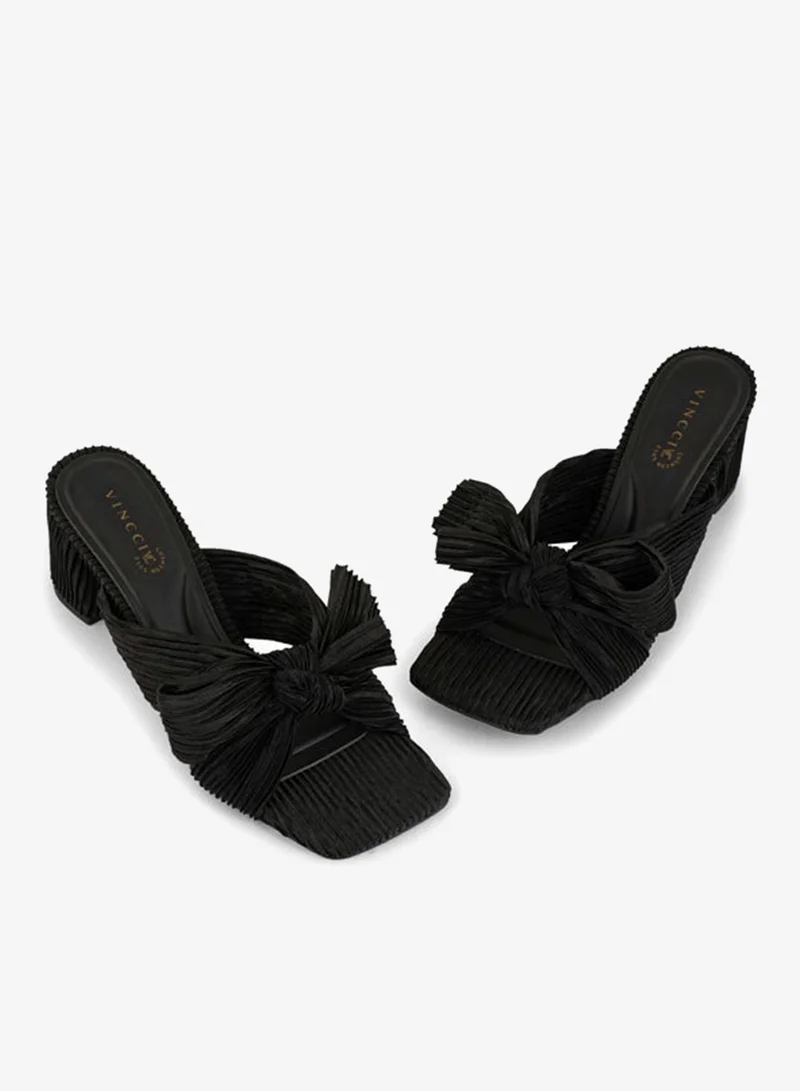 Vincci Black Women Single Strap Mid Heel Sandals for Women | Best Price UAE