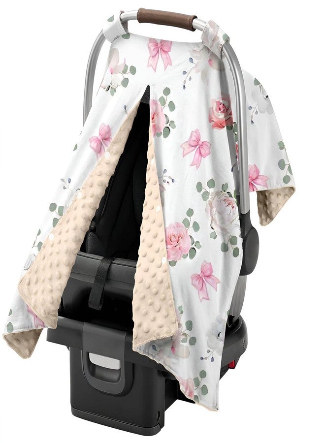 Finphoon Floral Car Seat Cover Baby Girl, Soft Breathable Infant Car Seat Covers, Girl Baby Car Seat Covers, Skin-Friendly Sunscreen Nursing Stroller Cover 30" x 40" - Image 1