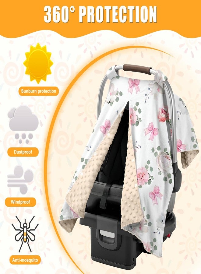 Finphoon Floral Car Seat Cover Baby Girl, Soft Breathable Infant Car Seat Covers, Girl Baby Car Seat Covers, Skin-Friendly Sunscreen Nursing Stroller Cover 30" x 40" - Image 5
