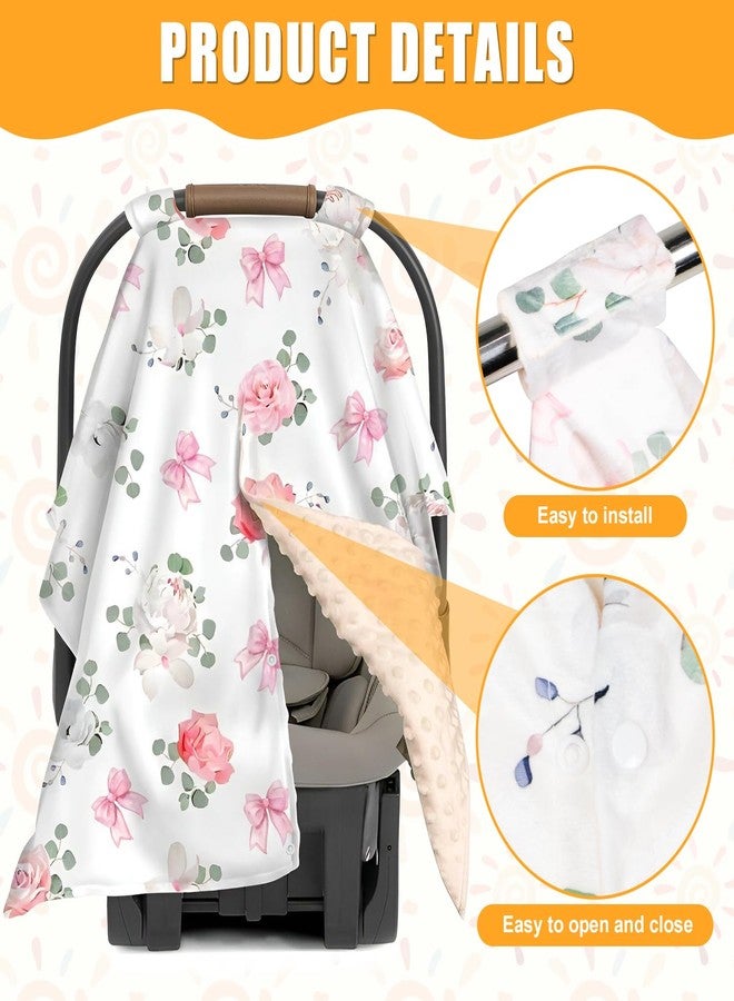 Finphoon Floral Car Seat Cover Baby Girl, Soft Breathable Infant Car Seat Covers, Girl Baby Car Seat Covers, Skin-Friendly Sunscreen Nursing Stroller Cover 30" x 40" - Image 4