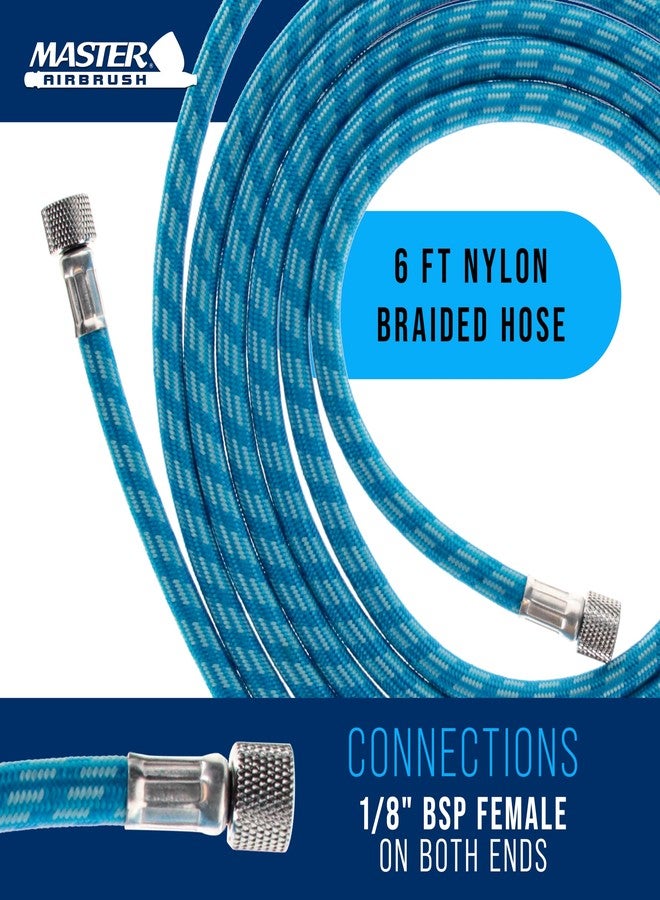 Master Airbrush Super Premium 6 Foot Nylon Braided Airbrush Hose with Silicone Tubing - Standard 1/8" Size Fitting Ends, Flexible, Durable, Kink Resistant - Connect to Air Compressors and Airbrushes - Image 2