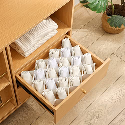 ROUFA Sock Drawer Organizer for Dresser, Honeycomb Underwear Dividers for Women, Panty Separator for Bras, Socks, Belt and Leggings (12pcs.White) - Image 2