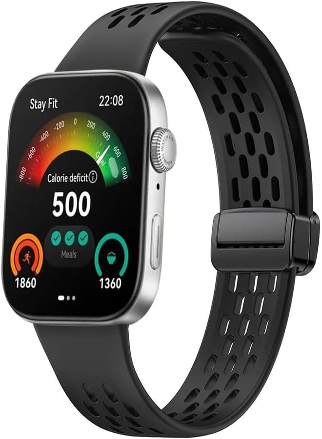 Next Next Store Magnetic Band Compatible with Huawei Watch Fit 3 2024 - New Breathable Silicone Magnetic Strap - Soft Silicone Magnetic Wristband - Compatible with Huawei Watch Fit 3 (Black)