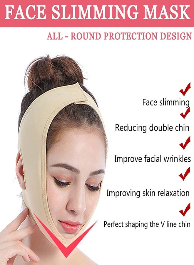 Alexvyan Beige Facial Slimming Mask for Double Chin Breathable Face Lifting Belt v shape Face Slimming Belt for Women Anti Double Chin Belts Ultra-thin Strap Band Anti Wrinkle Mask for Women (M-Size) - Image 3