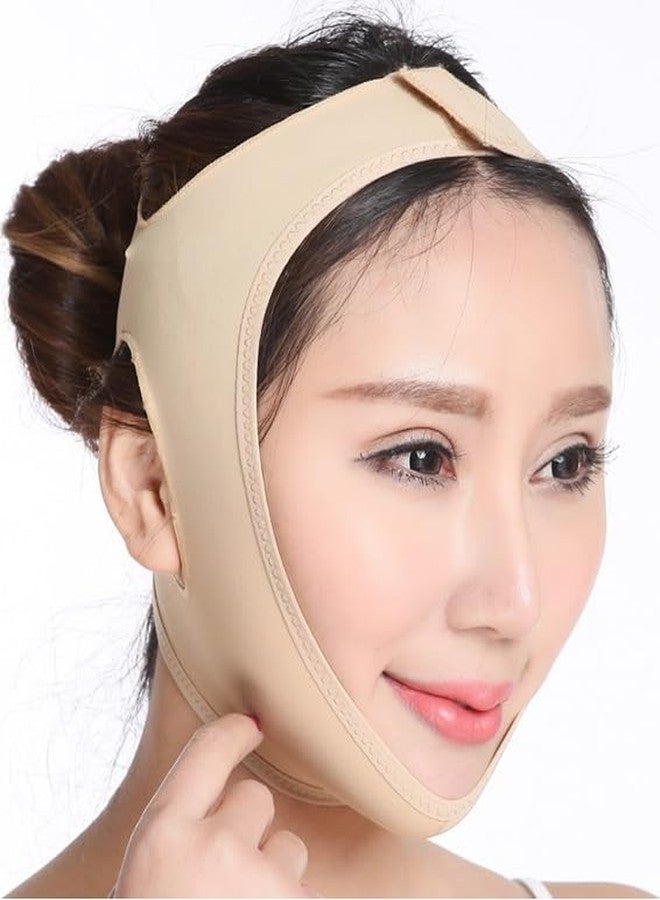 Alexvyan Beige Facial Slimming Mask for Double Chin Breathable Face Lifting Belt v shape Face Slimming Belt for Women Anti Double Chin Belts Ultra-thin Strap Band Anti Wrinkle Mask for Women (M-Size) - Image 1