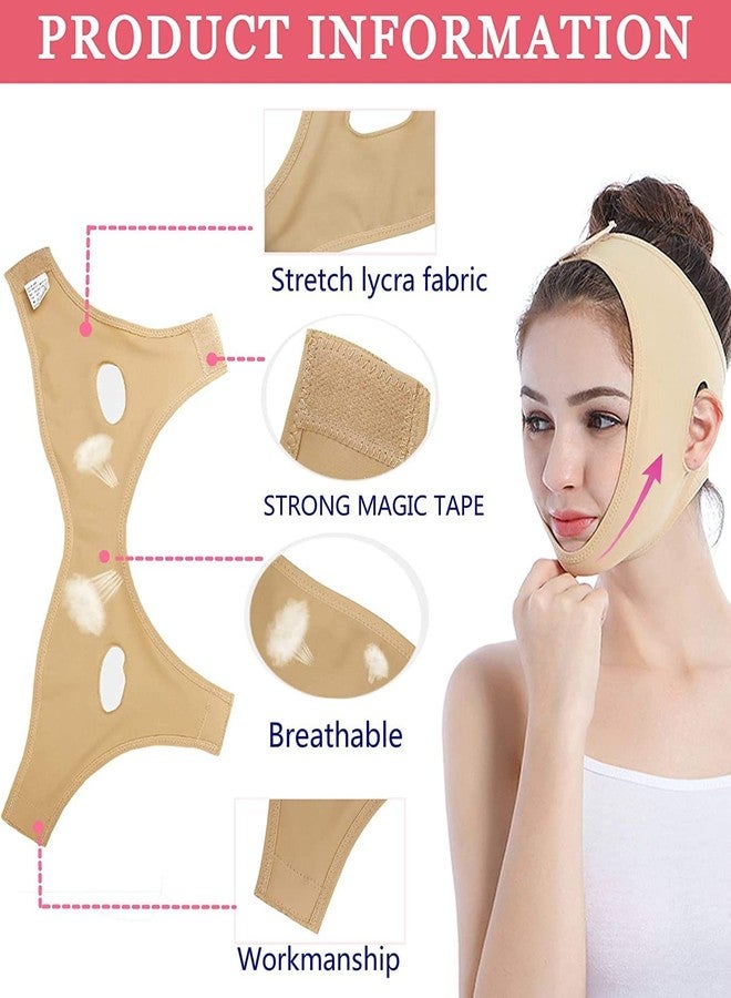 Alexvyan Beige Facial Slimming Mask for Double Chin Breathable Face Lifting Belt v shape Face Slimming Belt for Women Anti Double Chin Belts Ultra-thin Strap Band Anti Wrinkle Mask for Women (M-Size) - Image 4