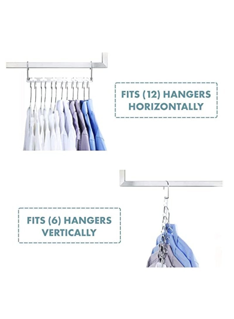 Captaintech Metal Wonder Hanger, 6 Pcs Multifunctional Space Saving Hangers Heavy Duty Hangers, Foldable Double Hangers Closet Organizers for Coat, Slacks, Dress, Coat Sweaters (Sliver) Visit the Arabest Store - Image 3