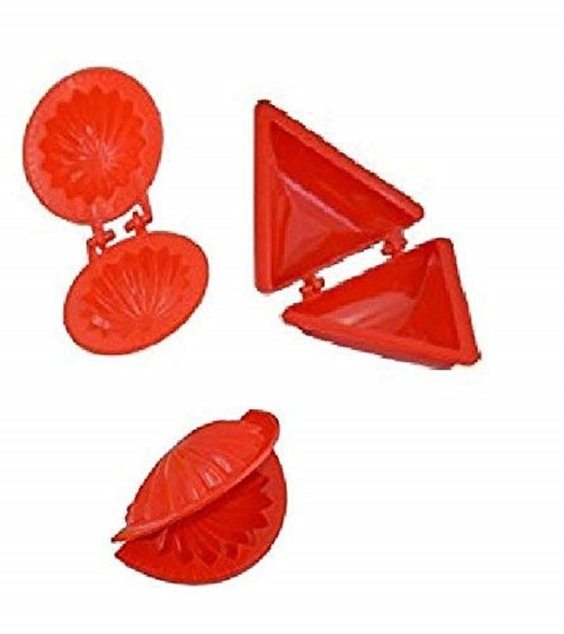 plenzo plenzo Professional Heavy Plastic Dough Press Dumpling Samosa Modak Gujiya Pie Mould Maker Kitchen Tool 4 Pieces Multicolour  - Image 1