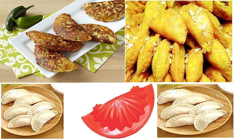plenzo plenzo Professional Heavy Plastic Dough Press Dumpling Samosa Modak Gujiya Pie Mould Maker Kitchen Tool 4 Pieces Multicolour  - Image 3