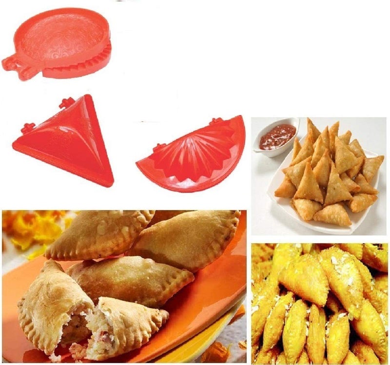 plenzo plenzo Professional Heavy Plastic Dough Press Dumpling Samosa Modak Gujiya Pie Mould Maker Kitchen Tool 4 Pieces Multicolour  - Image 2