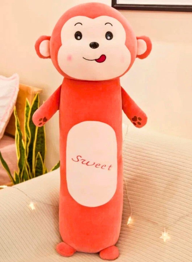Tickles Monkey Soft Stuffed Plush Animal Bolster Pillow Cushion for Sofa Boys & Girls Birthday Gift (Size: 50 cm Color: Orange) - Image 1