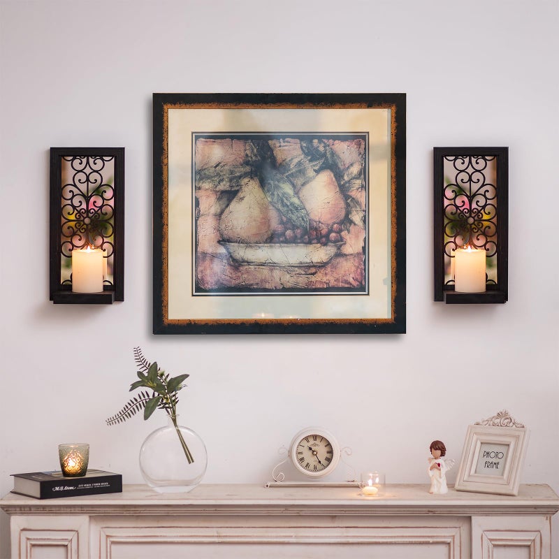 Walasis Gothic Candle Sconces Mirror Wall Decor - Black Halloween Art Mirrored Wall Candle Holder Decorative Set of Two Wood Vintage Small Hanging Shelves for Farmhouse Living Room Kitchen Bedroom - Image 3