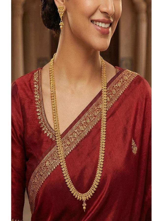 JFL - Jewellery for Less Traditional Ethnic One Gram Gold Plated Long Kairie Necklace & Earrings Set for Women and Girls,Valentine - Image 2